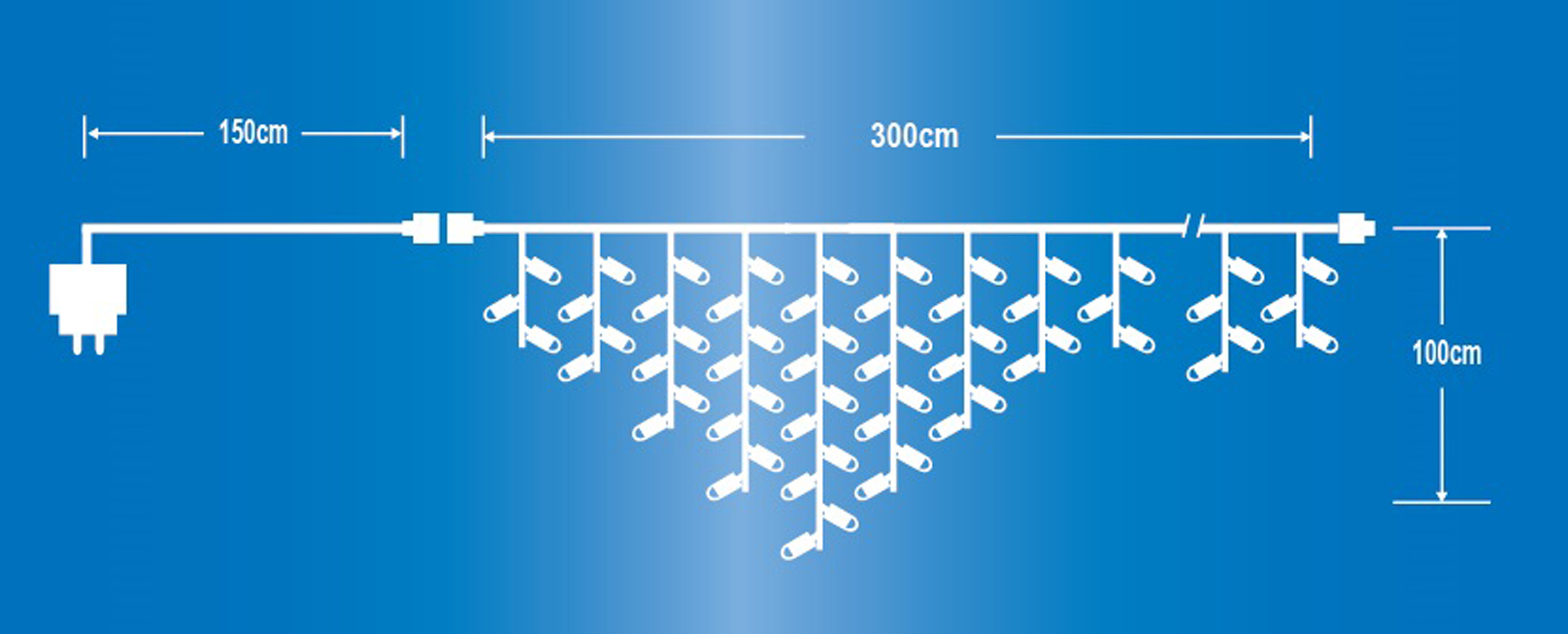 1 PZ Di CASCATA 150LED+FLASH-IP44 PROLUNG.BIAN.FREDDO