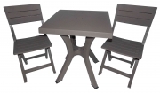 1,0 PZ Di SET DUETTO RESINATAVOLO + 2 SEDIE TORTORA