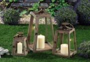 1 PZ Di LANTERNE MAGNUM SET 3 PEZZI LEGNO