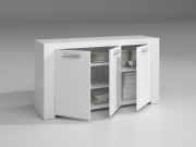 1 PZ Di KIT CREDENZA 3 ANTE AMBIT 144X42XH80 CM BIANCO