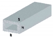 5,0 PZ Di PROFILO ARGENTO H.100 CM TUBO RETTANG. 20X10X1 MM*
