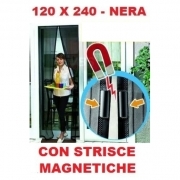 TENDA ZANZARIERA NERA MAGNETICA A CALAMITA 120x240CM PORTA BALCONE ANTI ZANZARE
