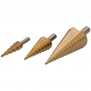 SET 3 PUNTE FRESE CONICHE A SCALINO GRADINI ALLARGA FORI 4-32 MM PUNTA FRESA