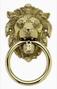 2,0 PZ Di BATTENTE OTTONE LEONE C/ANELLO 155 MM ANTICATO