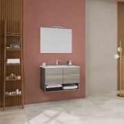 1,0 PZ Di MOBILE BAGNO OSLO 2 ANTE 80 SOSP. ROVERE GRIGIO