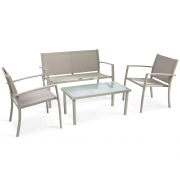 1,0 PZ Di SALOTTO SANTIAGO 4 PZ ACCIAIO MARRONE