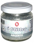 6,0 PZ Di GLITTER POLVERE GR.50 COLORE ARGENTO