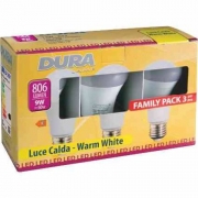 6,0 PZ Di LED SET 3 GOCCIA 9W E27 LUMEN 806-3000K CALDA