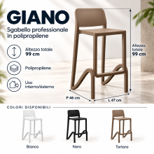 Sgabello professionale Giano in polipropilene H99 cm per bar ristorant