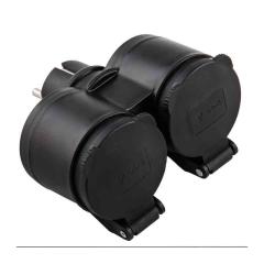 1,0 PZ Di ADATTATORE SPINA SCHUKO A 2 PRESA SCHU FRONT. IP44