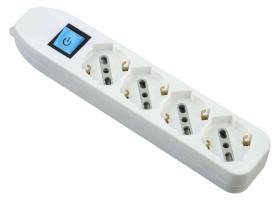 1,0 PZ Di MULTIPRESA 4P BIP/SCH+INT. S/CAV.BIANCA FIG.9