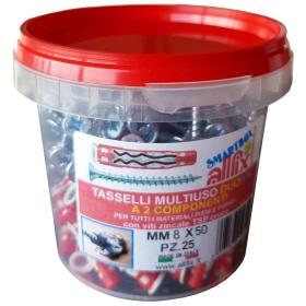 1,0 CF Di TASSELLO DUO FIX CON VITE 8X50 MM CONF 25 PZ