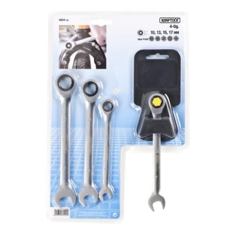 Serie set assortimento 4 chiavi combinate a cricchetto 10 13 15 17