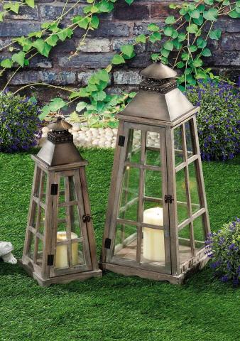 1 PZ Di LANTERNE MAGNUM SET 2 PEZZI LEGNO