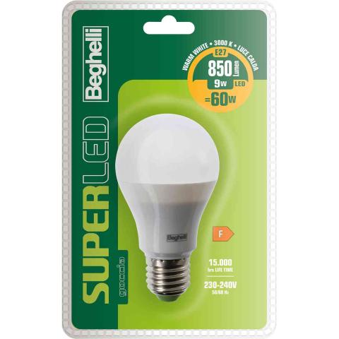 5 PZ Di BEGHELLI LED 56880BL GOCC.E27 10W CALDA 3000K