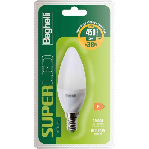 5 PZ Di BEGHELLI LED 56886BL  OLIVA  E14 5W CALDA 300