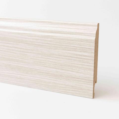 5,0 PZ Di BATTISCOPA 120X14 MDF BAROCCO 240 CM ROVERE SBIANC