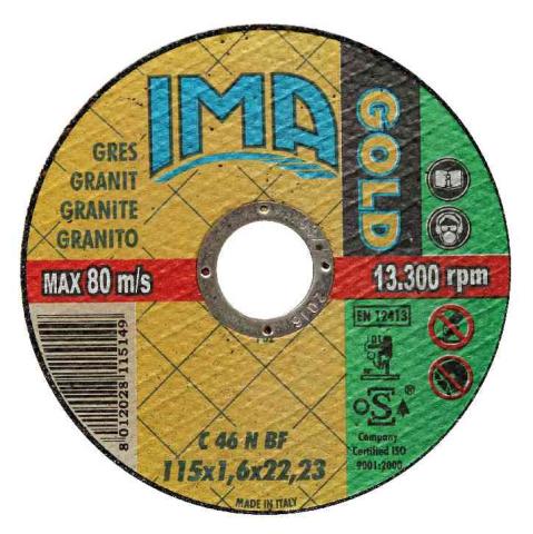 50,0 PZ Di IMA DISCO PER CERAMICA GOLD PIANO D 115X1,6 MM