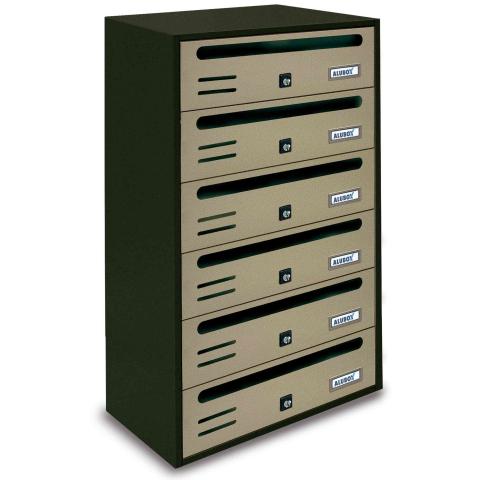 1,0 PZ Di CASSETTA POSTALE ALUBOX CUBO/R 6 38,5X25X63 SABBIA