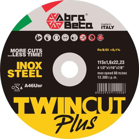 50,0 PZ Di ABRABETA DISCO PER FERRO TWIN CUT PLUS 115X1,6 MM