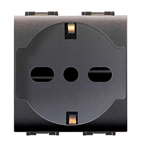 6,0 PZ Di LIFE ART.4050 PRESA BIPASSO/SCHUKO NERO
