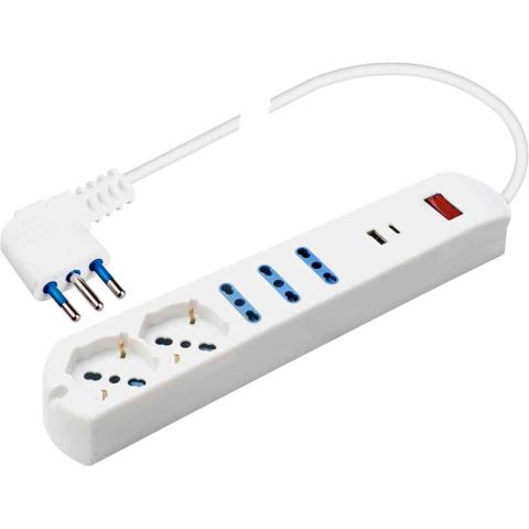 1,0 PZ Di POLYPOOL PP2535 MULT. 5 PRESE 2 SCH+3 BIP+USB A-C
