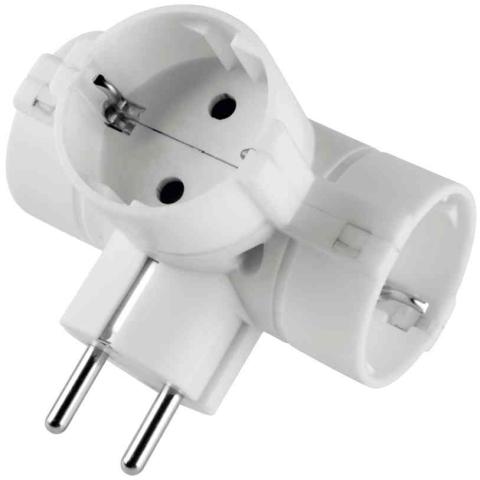 1,0 PZ Di POLYPOOL PP2350 ADATTATORE 3 PRESE SCHUKO BIANCO