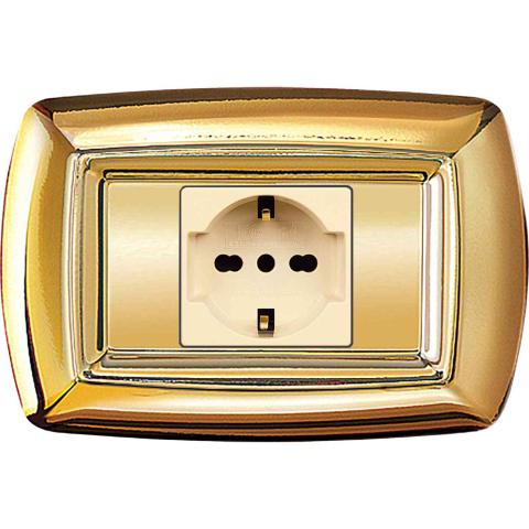 10,0 PZ Di TONDO PLACCA MOD.MAGIC PLAST.1P.SCHUKO ORO