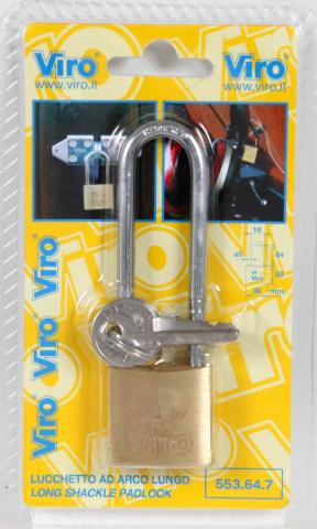 6,0 PZ Di VIRO BL 555.49.7 LUCCHETTO OTT ARCO LUNGO 50 MM