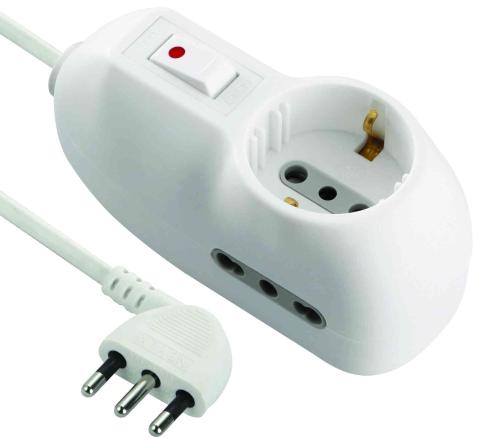 5,0 PZ Di MULTIPRESA 10A-2PR.BIP+1 SCH C/INT.DI SICUR. FIG.7