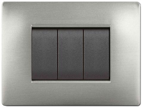 1,0 PZ Di PLACCA LIFE Q MOD.LIVING PLAS.ACCIAIO SAT. 4P