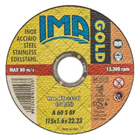 50,0 PZ Di IMA DISCO PER INOX GOLD PIANO D 115X1,6 MM