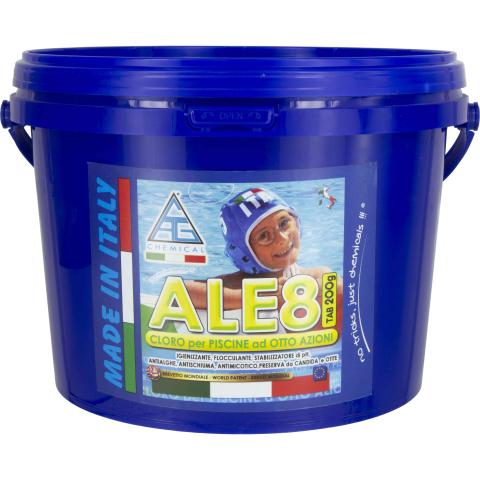 1,0 PZ Di CLORO 8 FUNZIONI X PISC.PASTIGL.GR.200 KG.5 ALE8 P
