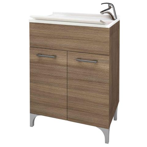 1,0 PZ Di LAVATOIO LEGNO 60X50 CM ROVERE FUMO