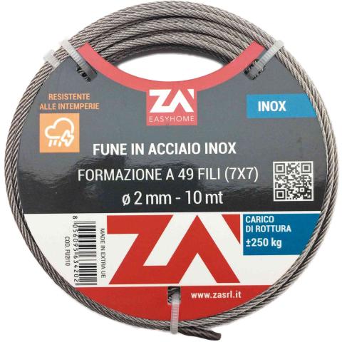 1,0 PZ Di CAVETTO ACCIAIO INOX 49F D 6 MM 10 M
