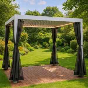 1,0 PZ Di C GAZEBO PERGOLA C/LAMELLE ORIENTAB 3X3 M  BIANCO