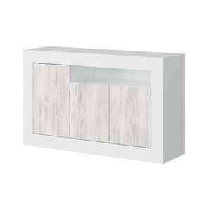 1,0 PZ Di MADIA 3 ANTE 144X42X87 CM BIANCO/BIANCO FRASSINO