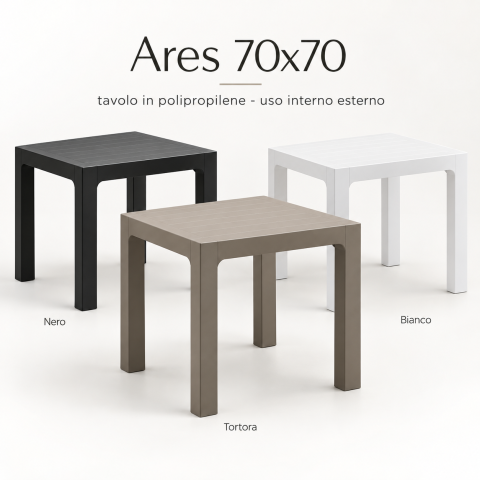 Tavolo professionale Ares 70x70 cm in polipropilene per interno esterno e ristorazione