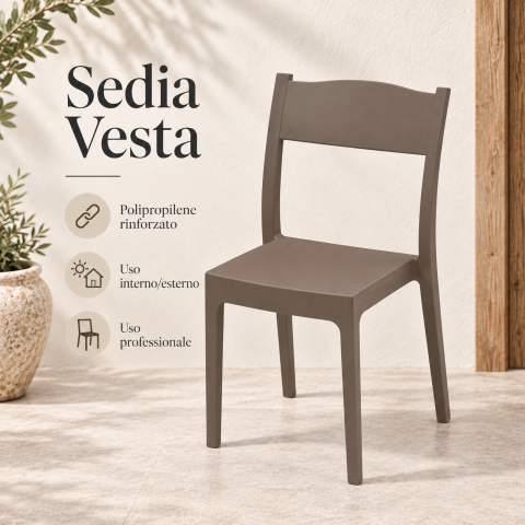 Sedia Vesta in polipropilene rinforzato per interno esterno bar e ristorazione