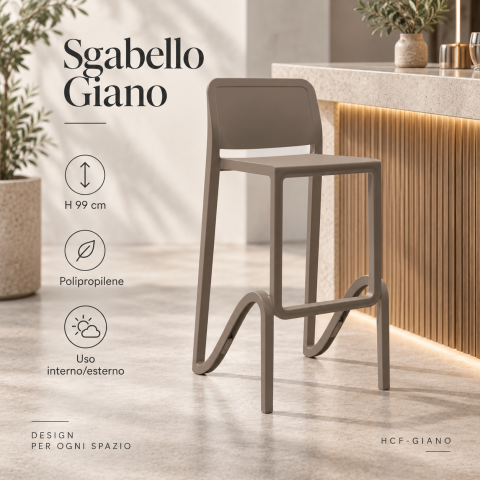 Sgabello professionale Giano in polipropilene H99 cm per bar ristoranti e contract