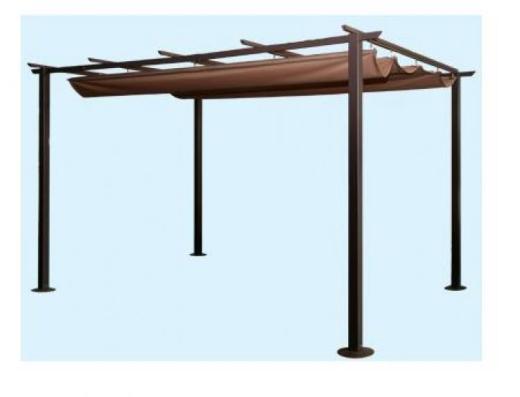 GAZEBO ACCIAIO RETTANGOLARE CON CARRUCOLE CM 350 X 250 MT 3,5 X 2,5 TELO MARRONE