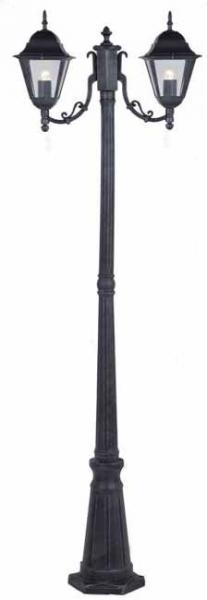 LAMPIONE PALO A DUE BRACCI CM 200 H IN ALLUMINIO GRIGIO GHISA O BIANCO GIARDINO