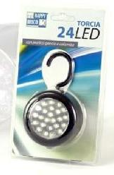 LAMPADA TORCIA LUCE 24 LED A BATTERIA OFFICINA MECCANICO CON GANCIO E CALAMITA