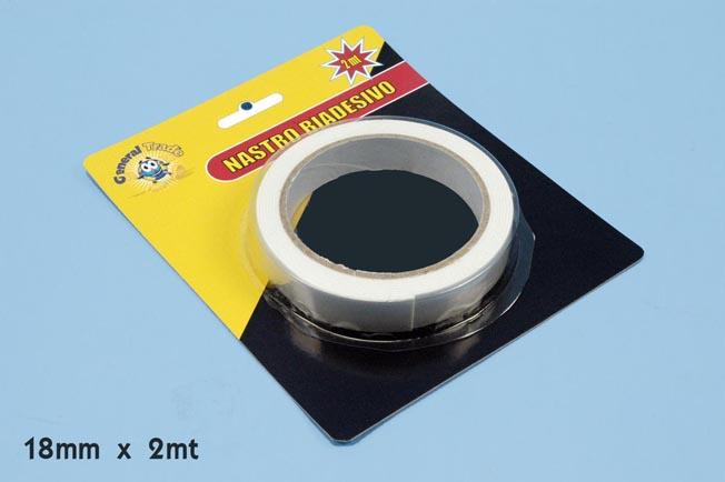 Nastro biadesivo in rotolo alto spessore mm 18 x 2 MT spugnoso bianco