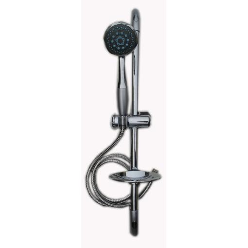 Saliscendi asta ottone cromato doccia con doccetta e portasapone laccio mt 1,5
