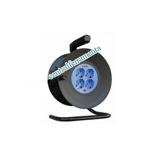 Avvolgicavo vuoto 4 prese x 25 mt cavo filo elettrico