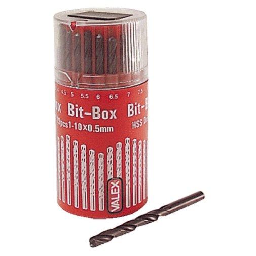 Serie set assortimento 19 punte HSS per metallo da mm 1 a 10 in cassetta Valex