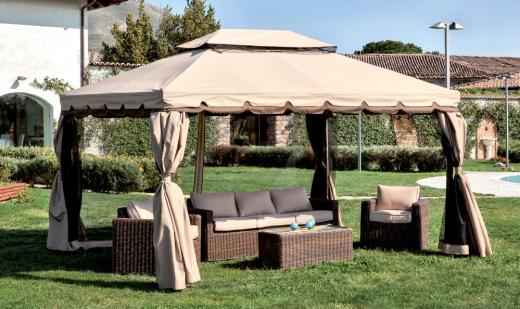 GAZEBO IN ALLUMINIO MT 3,6X4,8 CON TELI TENDE LATERALI GIARDINO TERRAZZO