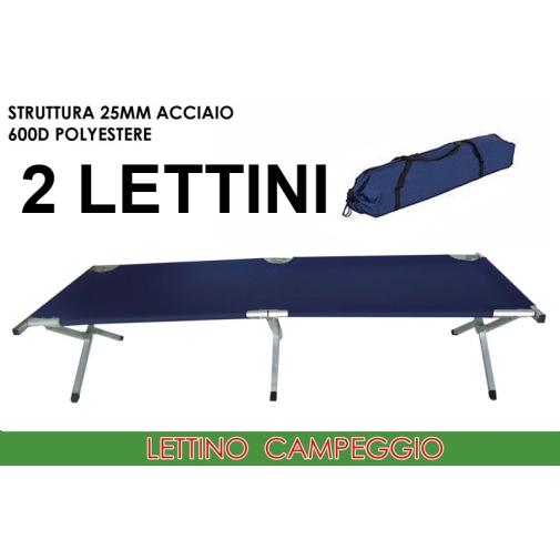 2PZ Lettino letto brandina branda pieghevole mare spiaggia campeggio con borsa