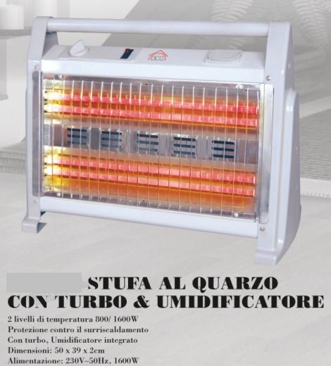 Stufa stufetta elettrica al quarzo 4 elementi candele con umidificatore e turbo